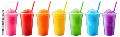Panel kuchenny z motywem colorful rainbow collection of frozen slushie drinks in a row