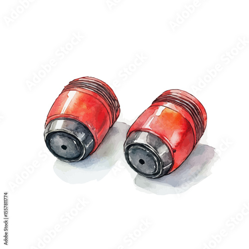 Industrial Earplugs, watercolor illustration vector, isolated on a white background.