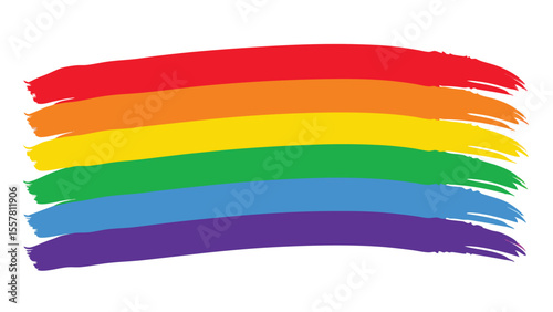 Vibrant brushstroke rainbow flag illustration ideal for pride and lgbtq+ support