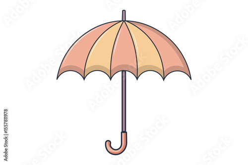 Cute vector umbrella in light rain, flat pastel design perfect for kids wall prints, weather backgrounds, and baby-themed illustrations
