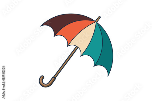 Simple vector of open umbrella in pastel tones, clean flat cartoon design for baby products, print templates, and children’s illustrations
