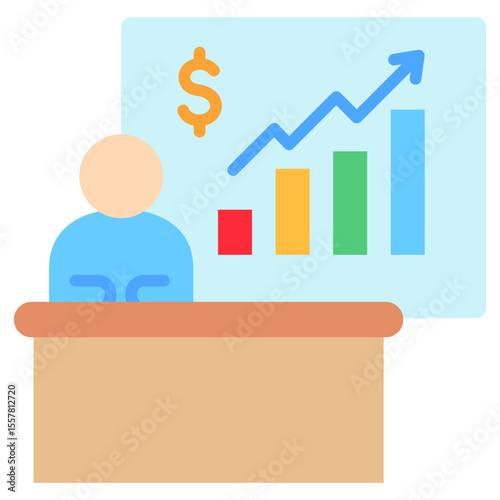 Chart Report mini illustration flat color icon, use for journalist, broadcasting, news and media UI, UX kit, app and web development, digital or print.