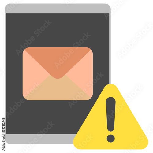 Alert mini illustration flat color icon, use for journalist, broadcasting, news and media UI, UX kit, app and web development, digital or print.