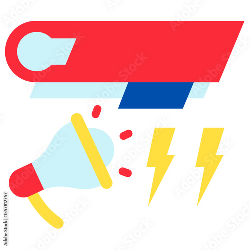 Flash Update mini illustration flat color icon, use for journalist, broadcasting, news and media UI, UX kit, app and web development, digital or print.