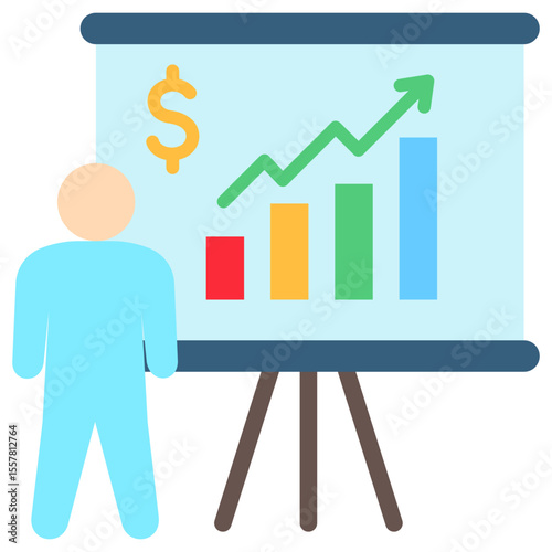 Graphic Board mini illustration flat color icon, use for journalist, broadcasting, news and media UI, UX kit, app and web development, digital or print.