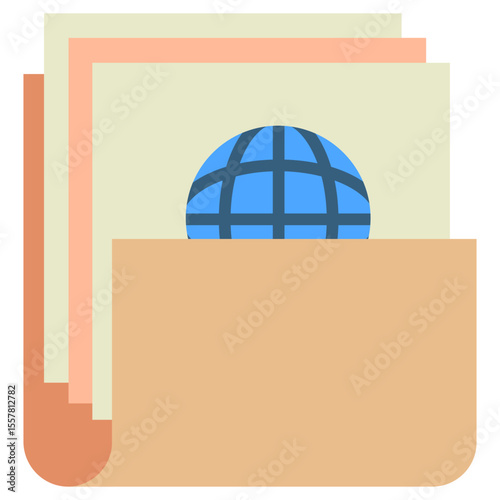 Issue Folder mini illustration flat color icon, use for journalist, broadcasting, news and media UI, UX kit, app and web development, digital or print.