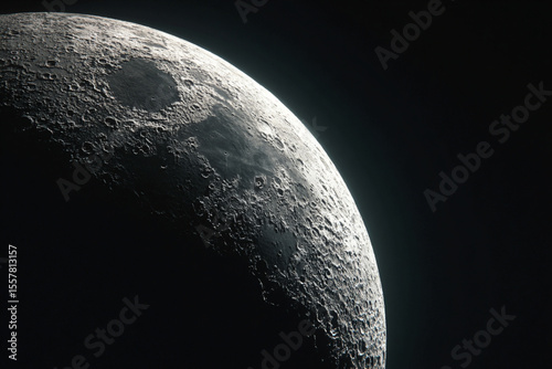 Details of the crescent moon captured at night, revealing craters and surface texture in stunning clarity