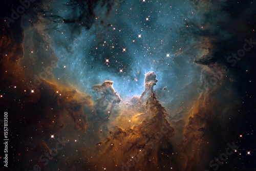 Stunning cosmic view of nebula with vibrant colors and distant stars captured from space