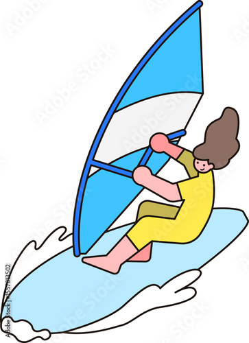 Summer Surfing Sports Character Color Illustration