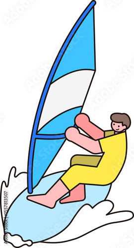 Summer Surfing Sports Character Color Illustration