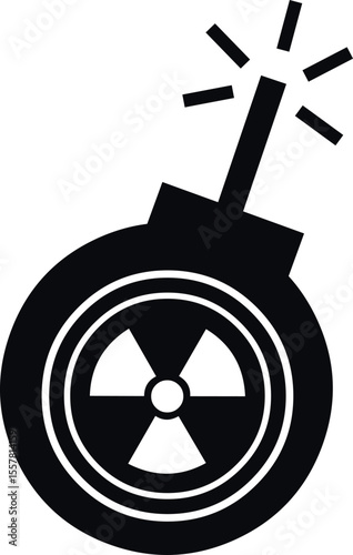 vector illustration black and white icon atomic nuclear bomb concept