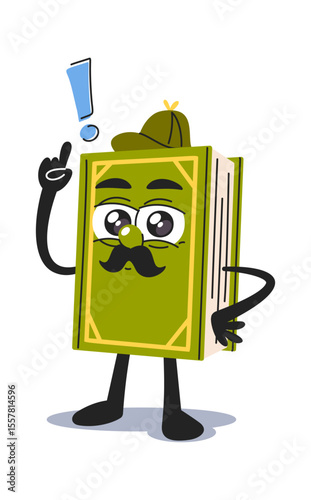 Detective story book cartoon character