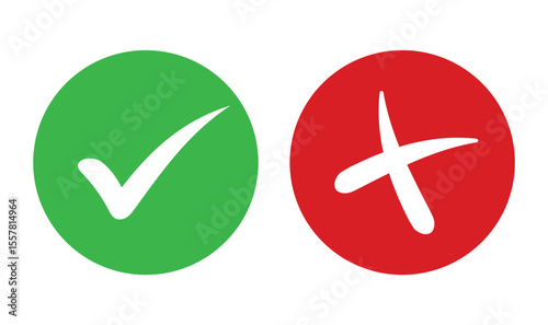 Correct vs Wrong Symbol Set - Green Tick and Red Cross Vector for UI, Labels, and Packaging