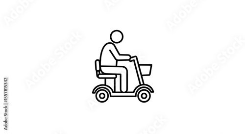 Person riding electric scooter in simple line art style  