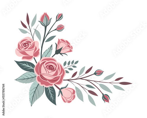 Elegant Corner Design with Pink Roses and Greenery