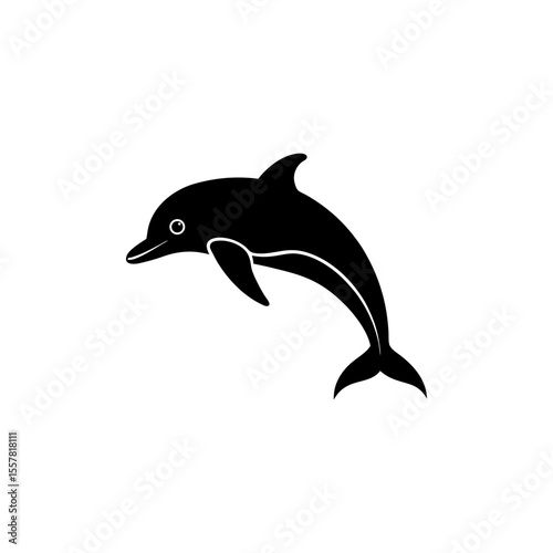 A dolphin  silhouette on transparent background