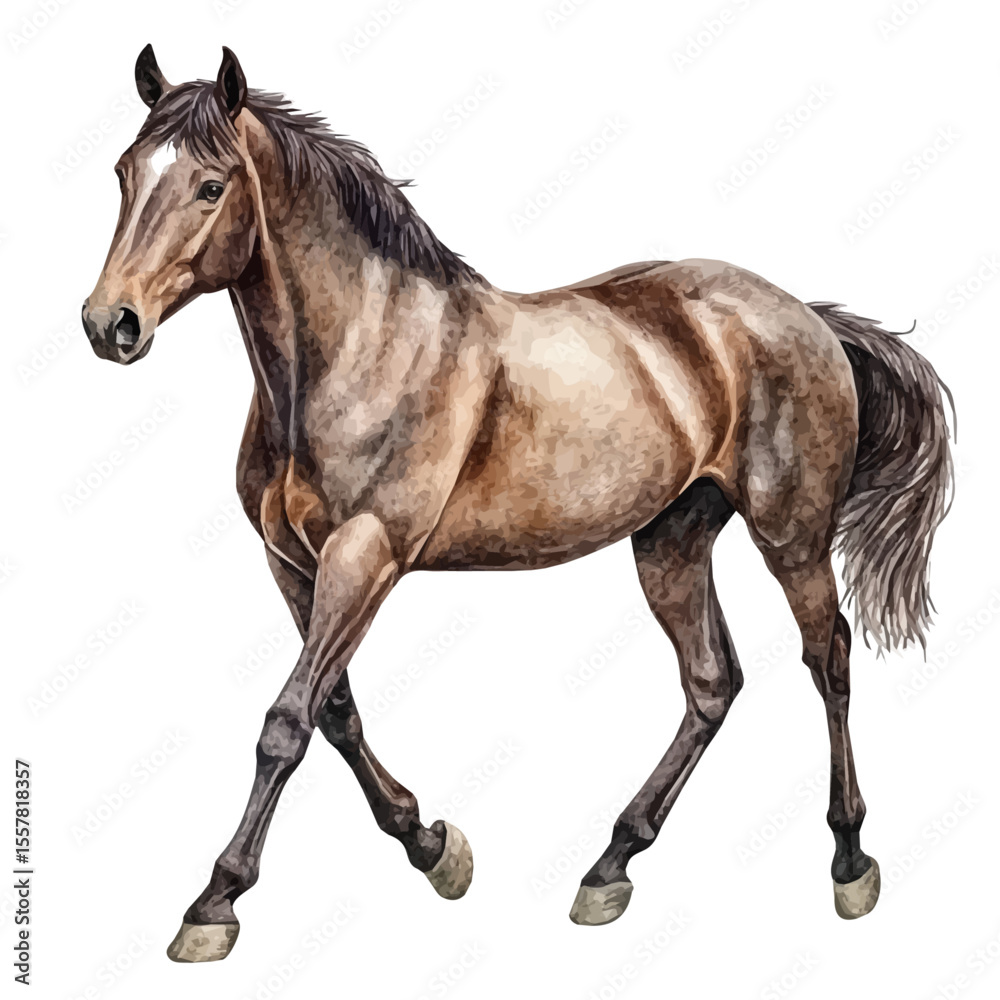 Obraz premium Horse, watercolor drawing vector, isolated on a white background.