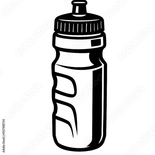 Ergonomic Black and White Sports Water Bottle with Grip Design Vector Illustration