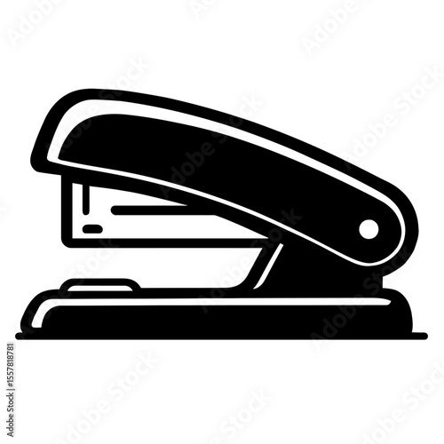 Classic Office Stapler Black and White Vector Icon for Stationery and Work