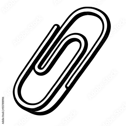 Simple Black and White Paperclip Icon - Office and Stationery Vector