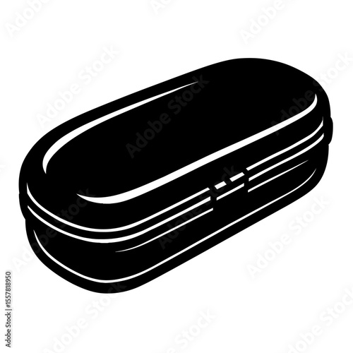Bold Silhouette Black and White Vector of a Sunglasses Case or Eyewear Pouch