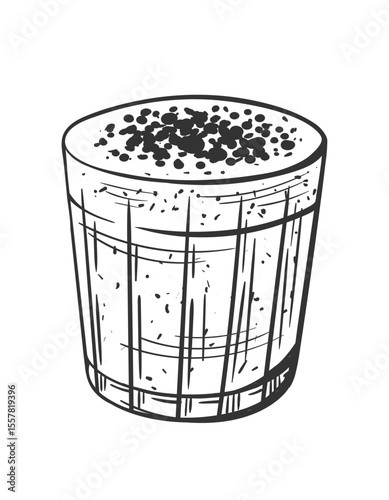Coffee cocktail hand drawn isolated on white background. Vintage sketch of glass of alcoholic drink. Cocktail for parties. Vector illustration