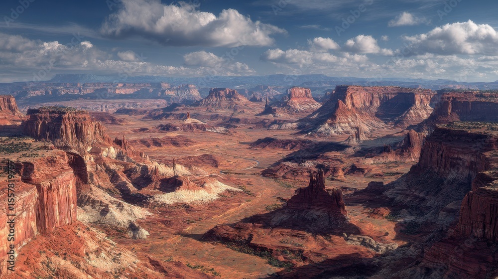 Vast canyon vista, dramatic red rock formations, towering cliffs, and expansive desert landscape Vast canyon vista, dramatic red rock formations, towering cliffs, and expansive desert landscape
