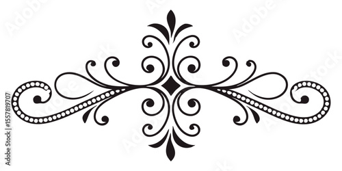 Elegant ornamental page divider with swirls and dotted accents in black design
