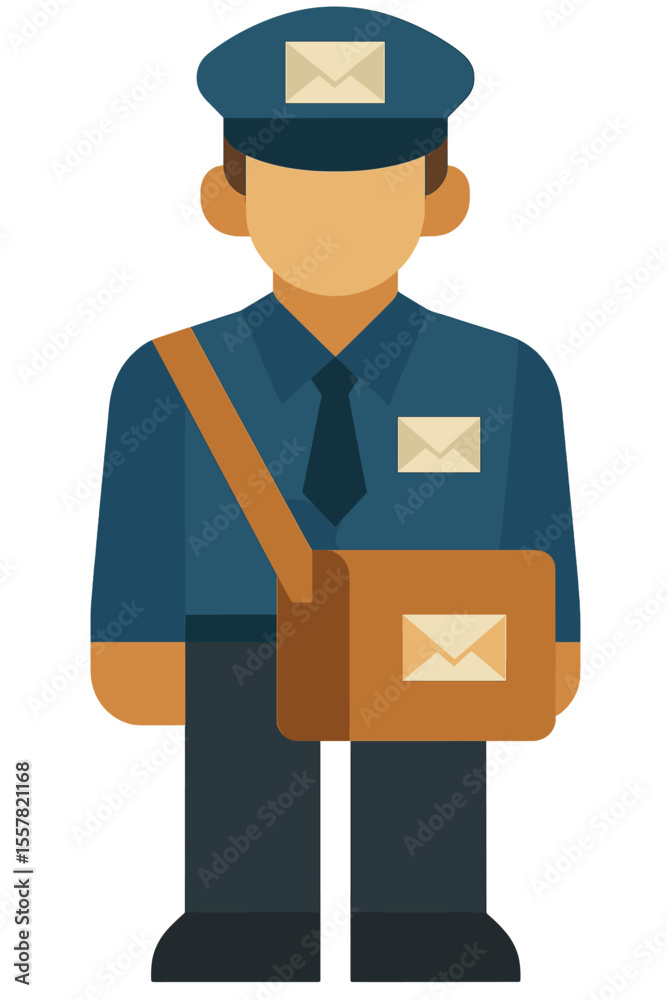 Flat Design Mailman or Postman Delivering Letter Flat Design Mailman or Postman Delivering Letter
