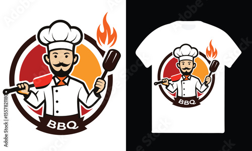 Grill Master Retro BBQ T-Shirt Design for Barbecue Lovers.