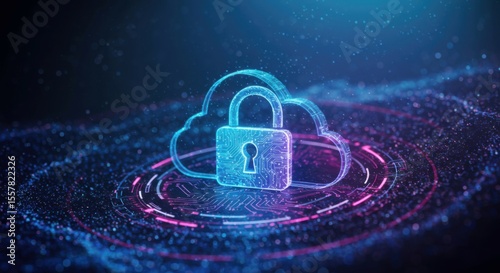 Wallpaper Mural Abstract cloud with glowing lock visualizing safe data storage and cybersecurity Torontodigital.ca