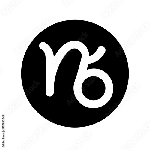 Capricorn zodiac sign logo in a circular design with a minimalist black and white style