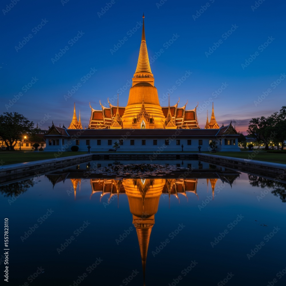 Obraz premium Serene Beauty of Wat Phra Kaew at Dusk