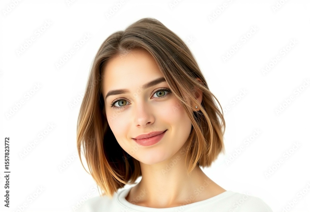 Relaxed half-length female portrait on white background Relaxed half-length female portrait on white background