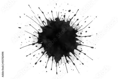 Wallpaper Mural Black ink splattering, forming dynamic artistic pattern with scattered drips against transparent surface Torontodigital.ca