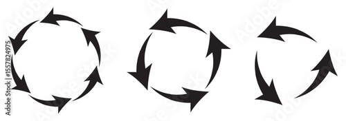 Refresh recycle icon, symbol. Reload, refuse, rotate black logo design. Vector photo