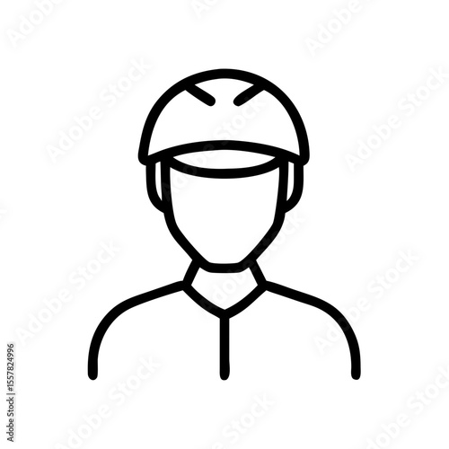 Man wearing helmet icon in black outline style