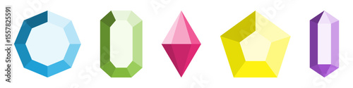 Diamond icons set. Different diamonds