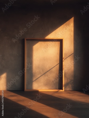 Minimalist empty frame sunlight shadows