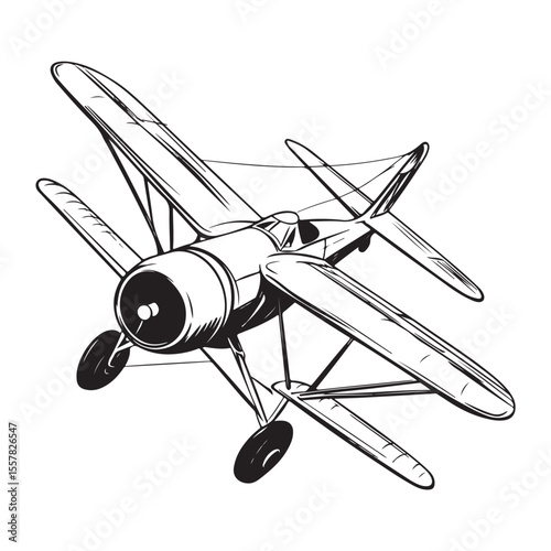 biplane silhouette vector illustration