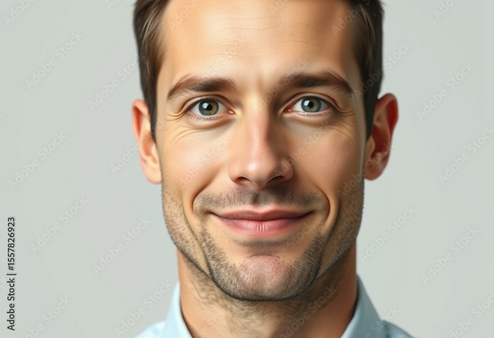 Fototapeta premium Photorealistic male portrait with neutral background
