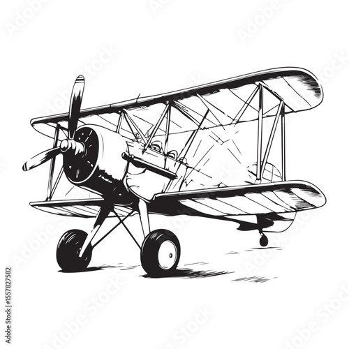 biplane silhouette vector illustration
