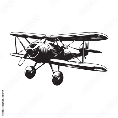 biplane silhouette vector illustration