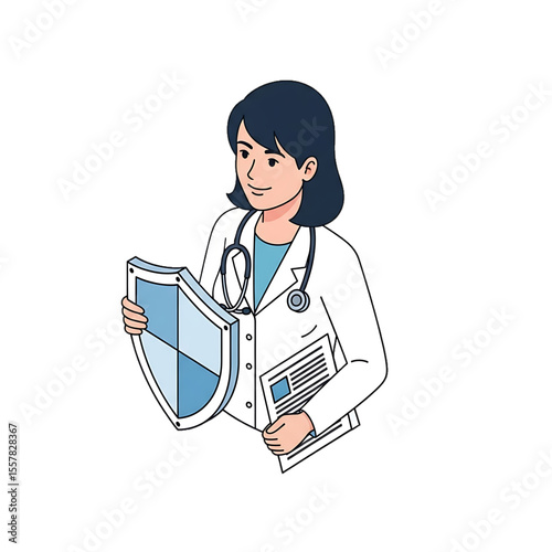 Female doctor holding X-ray scan and explaining results.