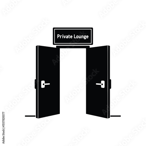 Open doors leading to a private lounge in a modern airport  