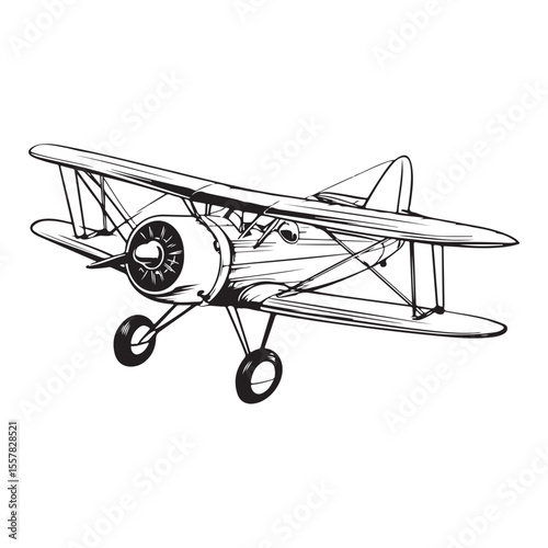 biplane silhouette vector illustration