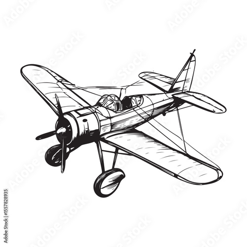 biplane silhouette vector illustration