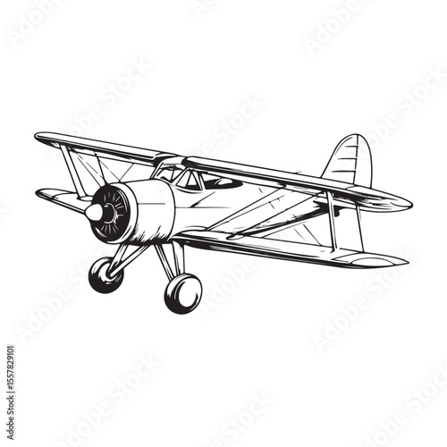 biplane silhouette vector illustration