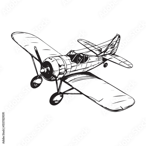 biplane silhouette vector illustration