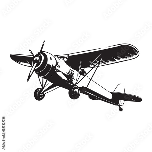 biplane silhouette vector illustration
